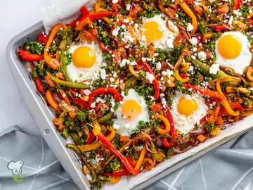 Sheet Pan Baked Eggs and Roasted Veggies