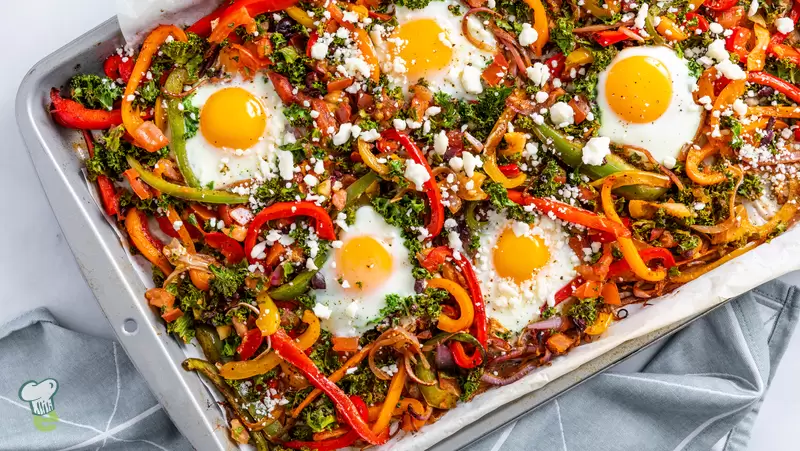 Heart Healthy Sheet Pan Baked Eggs and Roasted Veggies