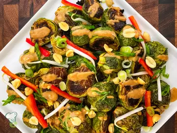 Loaded Thai-Peanut Brussels Sprouts