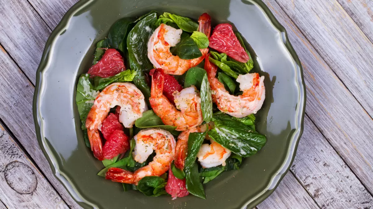 Heart Healthy Pink Grapefruit and Shrimp Salad