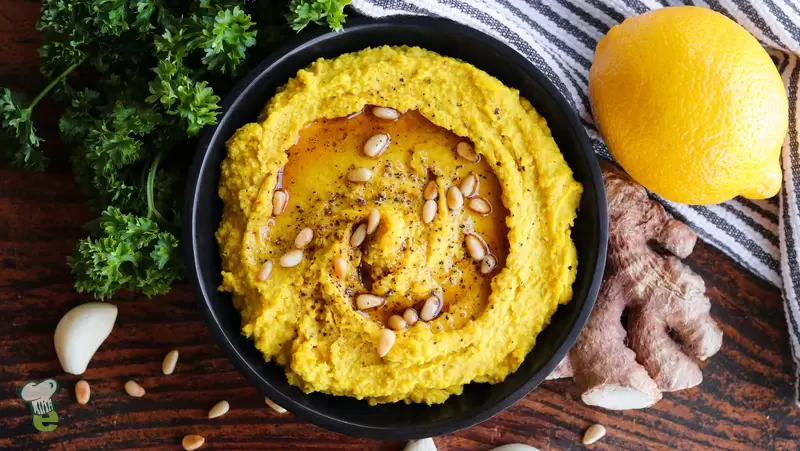 Heart Healthy Golden Sesame-Turmeric Hummus