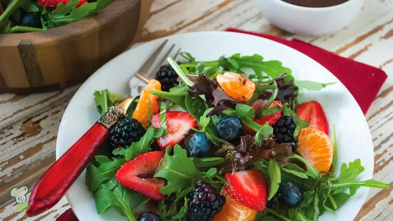 Heart Healthy Wild Berry Salad with Chocolate Dressing