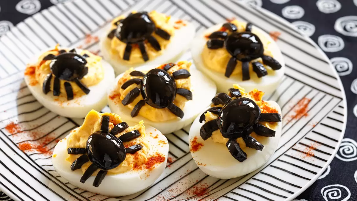 Heart Healthy Spider Deviled Eggs