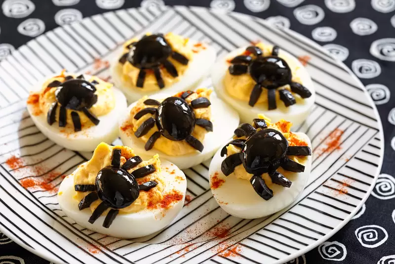 Heart Healthy Spider Deviled Eggs
