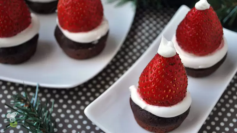 Heart Healthy Santa Hat Brownies