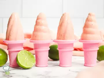 Strawberry Lime Protein Frozen Yogurt Popsicles