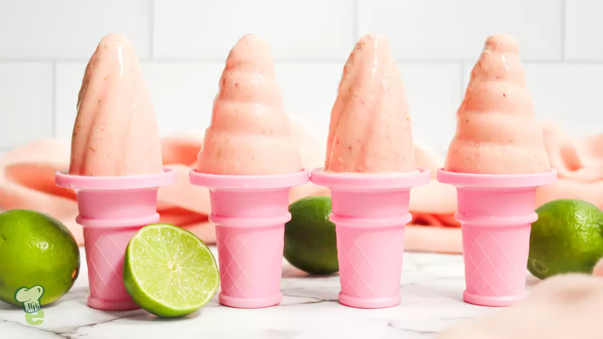 Heart Healthy Strawberry Lime Protein Frozen Yogurt Popsicles