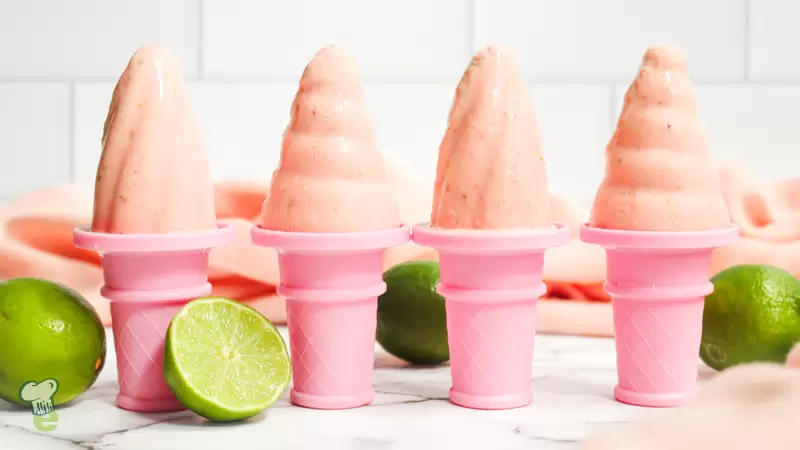 Heart Healthy Strawberry Lime Protein Frozen Yogurt Popsicles