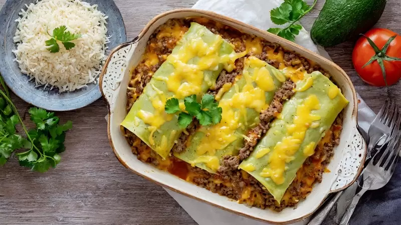 Healthy Beef and Bean Enchiladas