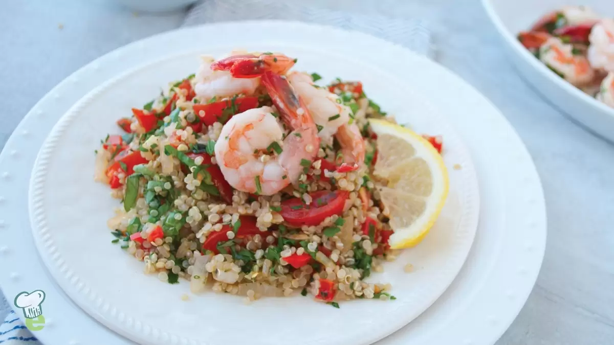 Heart Healthy Lemon Garlic Shrimp with Herbed Quinoa