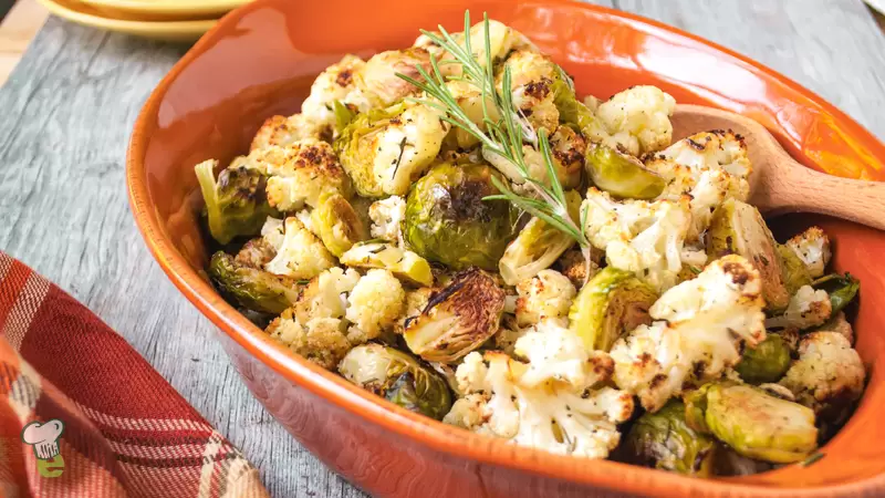 Heart Healthy Roasted Cauliflower and Brussels Sprouts