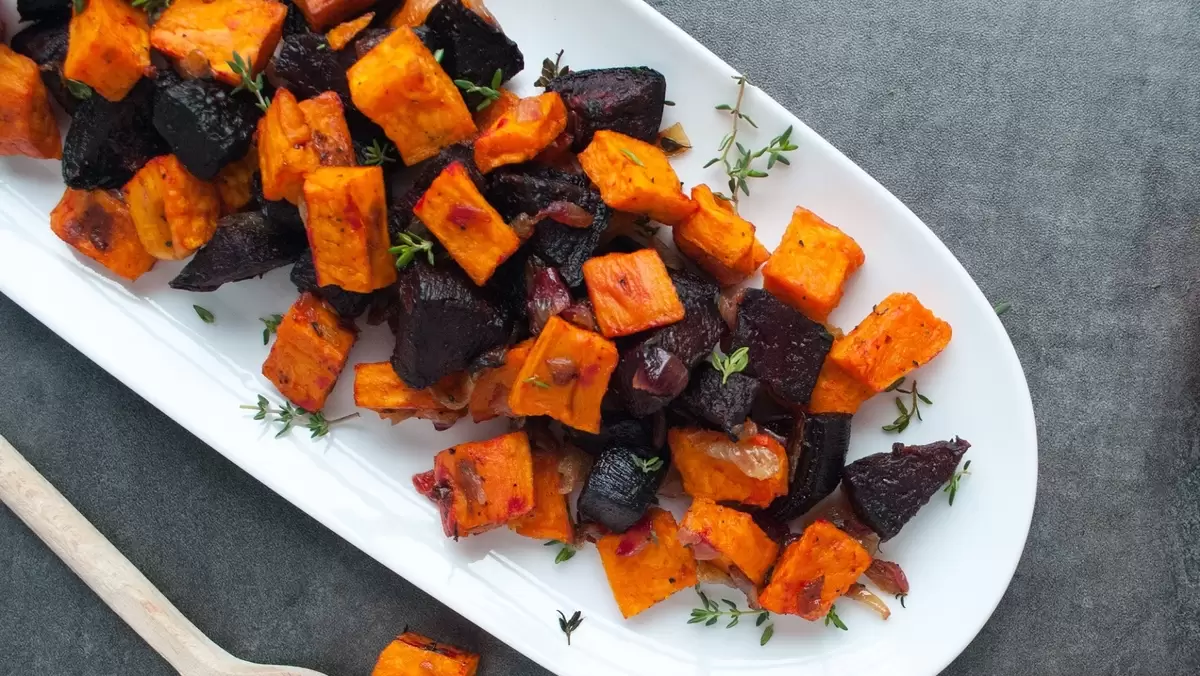 Heart Healthy Roasted Sweet Potatoes and Beets