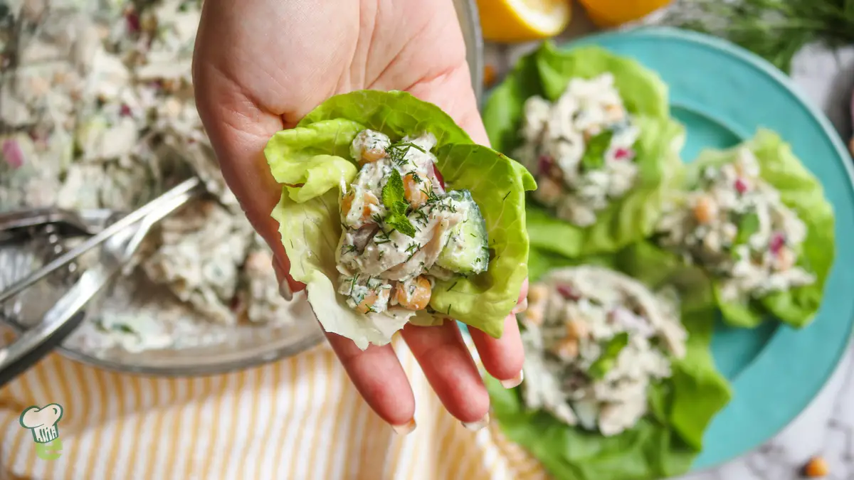 High Protein Chicken Tzatziki Salad with Chickpeas