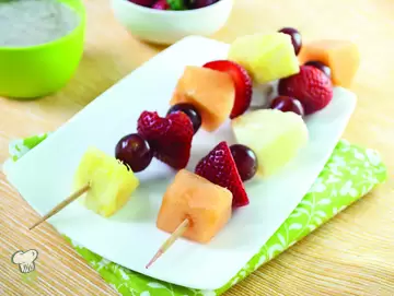 Fruit Kebabs with Yogurt Dip