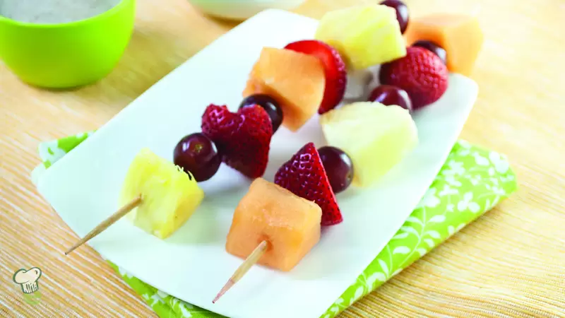 Heart Healthy Fruit Kebabs with Yogurt Dip