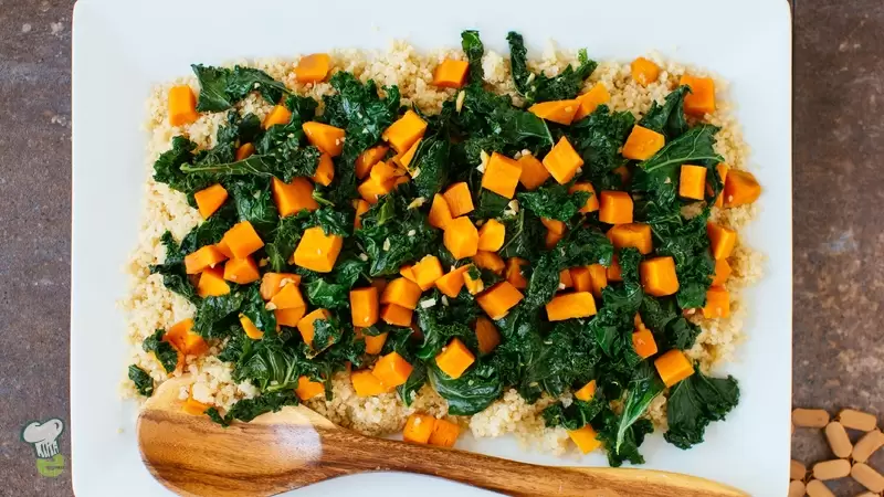 Heart Healthy Sweet Potatoes and Kale with Quinoa