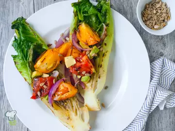 Grilled Romaine and Tomato Salad