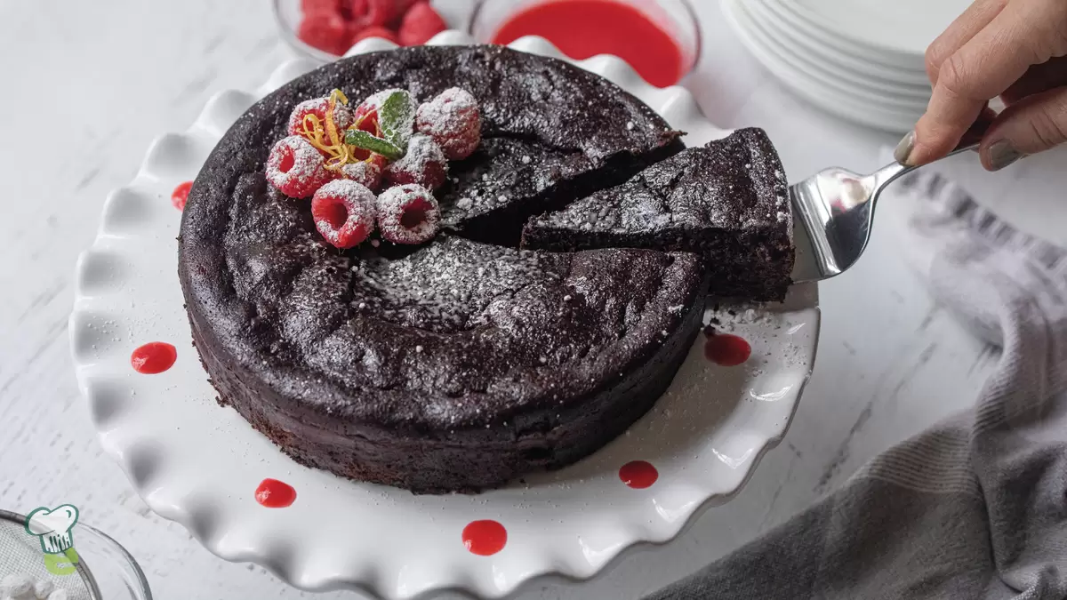 Heart Healthy Chocolate Cake with Raspberry Sauce