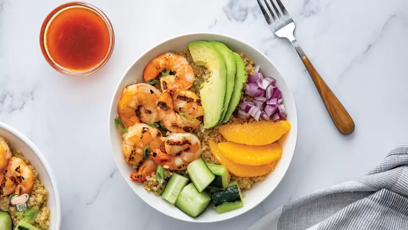 Heart Healthy Citrus Shrimp Quinoa Bowl