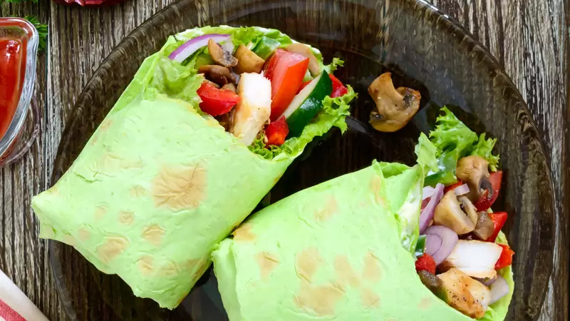 Healthy Chicken Mushroom Spinach Wraps